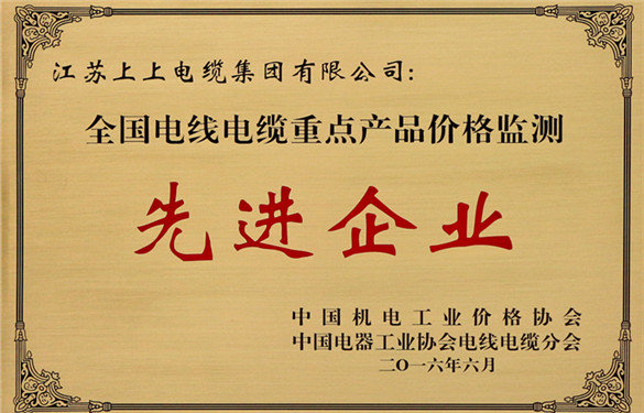 上上電纜獲評(píng)“全國(guó)電線電纜重點(diǎn)產(chǎn)品價(jià)格監(jiān)測(cè)工作先進(jìn)企業(yè)”
