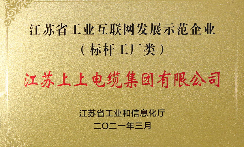 上上電纜獲評(píng)“江蘇省工業(yè)互聯(lián)網(wǎng)發(fā)展示范企業(yè)”